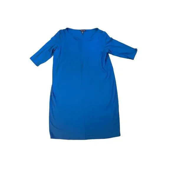 Eileen Fisher Jersey V-Neck Shift Dress, Regular & Petite - Blue S Eileen Fisher Jersey V-Neck Shift Dress, Regular & Petite - Blue S